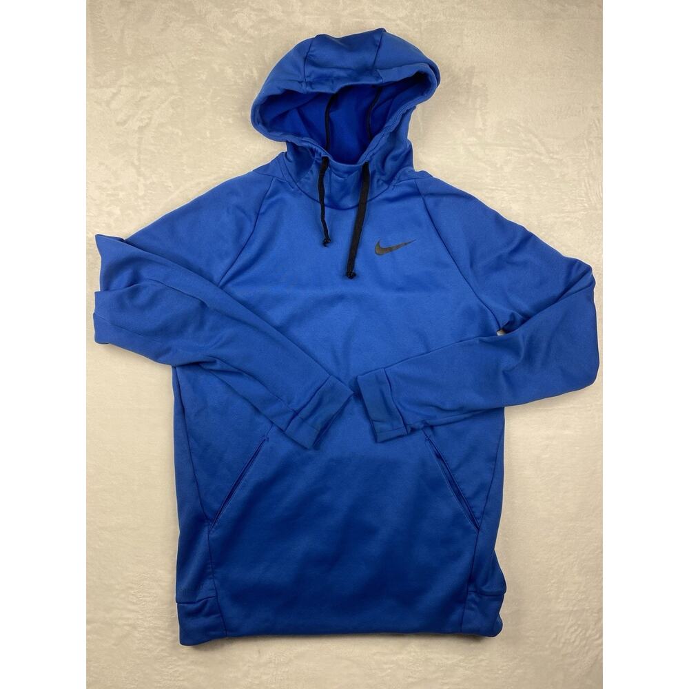 Nike Dri Fit Men's Pullover Hoodie Blue Logo Drawstring Pockets Size Large